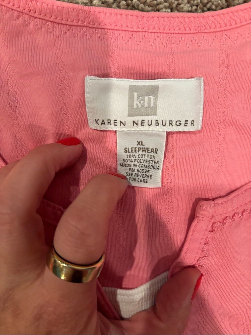 Karen Neuburger Pink and Pale Yellow Pajama Top and Two Bottoms Set - Picture 6 of 7